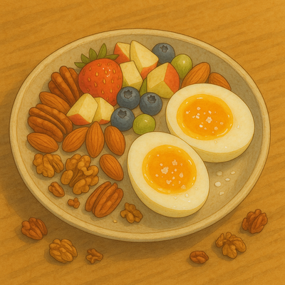 Fruit met noten en eitjes