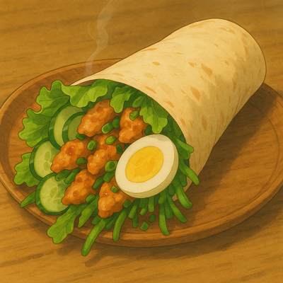 Wrap met kip, komkommer en ei